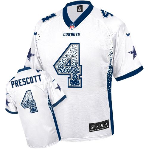 Men's Elite Dak Prescott Nike Jersey White - #4 Drift Fashion NFL Dallas Cowboys